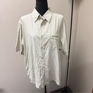 Columbia Cream Casual Button Down Vented Shirt Fishing Lightweight Short Sleeve